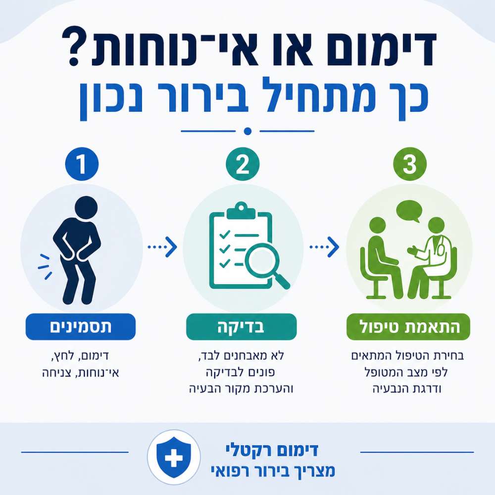 דימום או אי־נוחות כך מתחיל בירור נכון של טחורים פנימיים